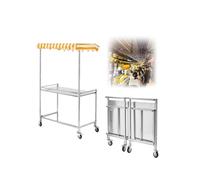 Vendor Stall Cart,Mobile Metal Food Vending Stand with Canopy, Folding Concession Cart for Farmers Market, Portable Kiosk on Wheels (Orange, 48x100cm/18.9x39.37in)