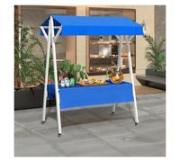 Vendor Stall Display Table for Street, Lightweight Stalls At the Farmers' Market for Wheels, Market Stall Display for Trade Shows/Retail Kiosks(Blue)
