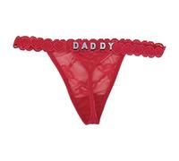 Vendzn Custom Thong Special Word Daddy Rhinestone Thong Personalized Panties G-String Womens Sexy Underwear Thongs, Red, L