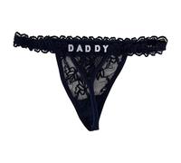 Vendzn Custom Thong Special Word Daddy Rhinestone Thong Personalized Panties G-String Womens Sexy Underwear Thongs, Black, L