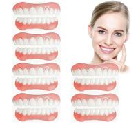 Veneers Dentures Fake Teeth Reusable Upper and Lower Jaw Dentures Soft Comfortable and Removable Temporary Denture for Men and Women with Poor Teeth One Size for Most People,A,6Pairs