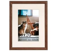 Venegrade Natural Solid Oak Wood Picture Frame - Display Pictures with Mat - Photo Picture Poster Frame Wall Mounting (Walnut, 16X20)