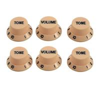 VENEKA 2 x New Cream Dark Blue Font 1 Volume and 2 Tone Guitar Control Knobs for Strat