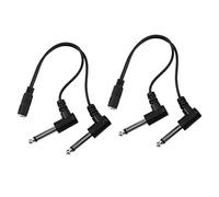 VENEKA 2X 3.5mm Mini 1/8 Inch Stereo Female Jack to Dual 1/4 6.35mm Male Plug Mono Right Angle Audio Adapter, 750006315