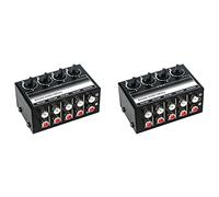 VENEKA 2X 4 Channel Stereo Audio Mixer Support Input and Output Mini Passive Stereo Mixer with Separate Volume Controls
