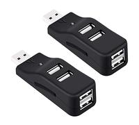 VENEKA 2X 4 Port USB Hub, Mini USB 2.0 Data Hub Splitter Small Portable, for PC, Laptop, Notebook PC, XPS, and More