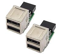 VENEKA 2X 9-Pin Motherboard to 2 Ports USB 2.0 A Female Internal Header Adapter