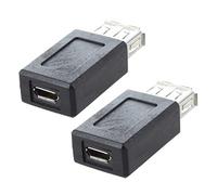 VENEKA 2X Black USB 2.0 Type A Female to Micro-USB B Female Adapter Plug Converter