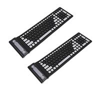 VENEKA 2X Portable Mini Flexible Roll Up Water Resistant Washable Soft Silicone Wireless Keyboard with USB Receiver