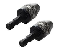 VENEKA 2X Silver+Black 6mm Keyless Drill Bit Chuck Quick Change Adapter Converter Hex Shank