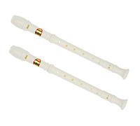 VENEKA 2X Students creamy-white Plastic 8 Holes Flute Recorder W Cleaning Stick