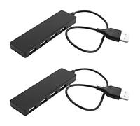 VENEKA 2X Ultra Slim USB Hub 4-Port USB 2.0 Hub Black