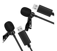 VENEKA 2X Universal USB Microphone Lavalier Microphone Clip-on Computer Mic Plug and Play Omnidirectional Mic