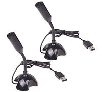VENEKA 2X USB Microphone Web Flexible Noise Canceling Mic for PC Computer Laptop Stand