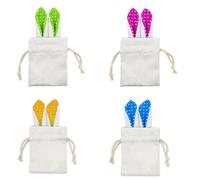 VENEKA 4PCS Sublimation Drawstring Candy Bags Easter Drawstring Bag Heat Transfer Printing Bag for Easter Candy Bags