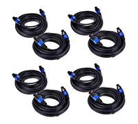 VENEKA 8 Pack 25 Ft Male Speakon to Speakon Cables, Professional 12 Gauge AWG Audio Cord DJ Speaker Cable Wire with Twist Lock