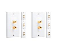 VENEKA 8 Packs Single Gang 1.0 Speaker Cable Wall Plate (Banana Plug Wall Plate) for 1 Speaker, White