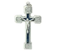 Venerare Catholic Four Evangelist Stations of the Cross Crucifix Pendant (Blue)