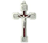 Venerare Catholic Four Evangelist Stations of The Cross Crucifix Pendant (Red)