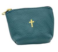 Venerare Genuine Italian Leather Rosary Pouch (Teal)