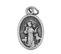 Venerare Traditional Catholic Saint Medal (Saint Francis Pet Medal, Oval), 1 Inches, Metal, No Gemstone