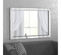 Venetian Art Deco Glass Framed Wall Mirror 90 x 60cm Agenzia 14 Silver One Size