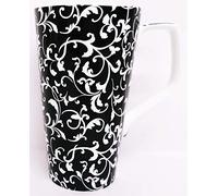 Venetian Black Mug Fine Bone China Swirl Large Jumbo 1 Pint Latte Coffee Tea Cup Hand Decorated UK