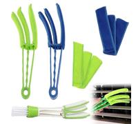 Venetian Blind Cleaner Set, 3 Pcs Removable Washable Window Blind Duster Brush Cleaner Tool with 3 Extra Sleeves, 1PCS 2 in 1 Mini Duster for Venetian Blinds Air Conditioner Car