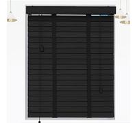 Venetian Blinds for Interior Outdoor,50/70/90/100/130cm Easy Fit Horizontal Wooden Curtains,Blackout Real Wood Venetian Blinds Shutters 50mm Slats,Window Treatment Blinds Black,WxH-110x180cm/43x71in