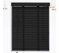 Venetian Blinds for Interior Outdoor,50/70/90/100/130cm Easy Fit Horizontal Wooden Curtains,Blackout Real Wood Venetian Blinds Shutters 50mm Slats,Window Treatment Blinds Black,WxH-80x100cm/31.5x39in