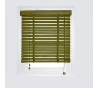Venetian Blinds Wooden, 50cm 60cm 70cm 80cm 90cm 100cm 115cm Wide Horizontal Blinds, Real Wood Venetian Shades for Windows, Blackout/Heat Insulation Shutters Curtains(Olive Green)