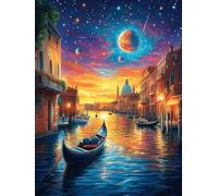 Venetian Canal at Sunset 1000-piece Jigsaw Puzzle Set Wildlife Plant For Adults Teens 14+ Logic Skill Indoor Game Family Game Night Summer Paperboard 1000 PCS