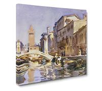 Venetian Canal by John Singer Sargent Classic Painting Canvas Wall Art Print Ready to Hang, Framed Picture for Living Room Bedroom Home Office Décor, 20x20 Inch (50x50 cm)