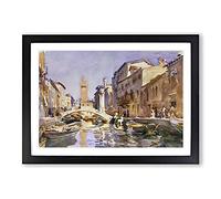 Venetian Canal by John Singer Sargent Framed Print | A2 Black Framed Wall Art | Ready to Hang | Modern Nature Picture | Living Room Bedroom Lounge Office