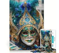 Venetian Carnival Mask with Feathers 1000 Piece Jigsaw Puzzles Mind Challenge Toy High Precision Die Cut Amusing Challenge for Waiting Time (50x75cm)
