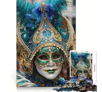 Venetian Carnival Mask with Feathers Adult Jigsaw Puzzles 1000 Pieces Enhance Recall Light Enjoyment Precision Cut Unique Gift (38x26cm)