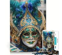 Venetian Carnival Mask with Feathers Puzzle for Adults 1000 Pieces Memory Play Game Firm Fit Secure Assembly Meaningful Connection Building Game (38x52cm)