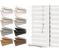 Venetian Faux Wood Blind wooden Venetian Blinds With Tape Ladder 50mm Slats TRIMMABLE Fauxwood (White, 60cm width x 150cm drop)