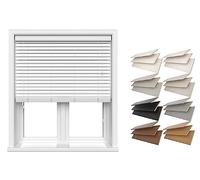 Venetian Faux Wood String Blind wooden Venetian Blinds With Strings 50mm Slats TRIMMABLE Fauxwood White (135cm x 150cm)