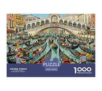 Venetian Gondola Traffic Jam Wooden Jigsaw Puzzle Waterproof 1000 Piece Puzzles for Adults Fun Challenging Games
