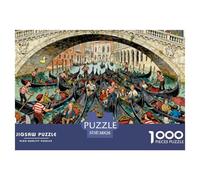 Venetian Gondola Traffic Jam Wooden Jigsaw Puzzle Waterproof 1000 Piece Puzzles for Adults Impossible Educational Games