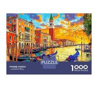 Venetian Grand Canal 1000 Piece Jigsaw Puzzle Paper for Adults Sunset Art Scene Relax Decompression Home Decor Gift Puzzle Game for Family 70x50cm/1000pcs