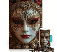 Venetian Mask Close-Up Jigsaw 1000 Pieces Focus Building Toy Zero Gap Rewarding Activity for Rainy Days (38x52cm)