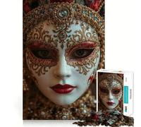Venetian Mask Close-Up Jigsaw 1000 Pieces for Teenagers Memory Train Fun Clean Seamless Connection Relaxing Indoor Group Activity (38x26cm)