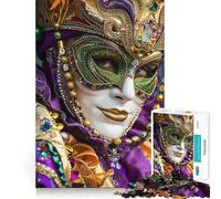 Venetian Mask Close-Up Jigsaw Puzzle 1000 Pieces Mental Focus Game Precision Cut Smooth Edges Absorbing Activity for Quiet Nights (38x52cm)