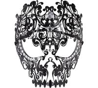 Venetian Mask Halloween Skull Hollow Out Mask Metal Iron Full-face Mask Halloween Masquerade Mask for Cosplay Props