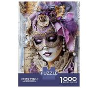 Venetian Mask Lady 1000 Pieces Jigsaw Puzzle Elegant Masquerade Premium Jigsaw Puzzle Extra-Thick Cardboard Jigsaw Puzzle Collector Mind Relaxation Office Break Travel 38x26cm/1000pcs