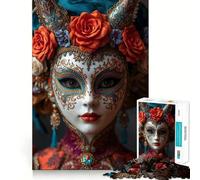 Venetian Mask with Floral Crown Jigsaw 1000 Pieces for Teenagers Mind Boost Fun Zero Gap Captivating Leisure for Cozy Indoors (50x75cm)