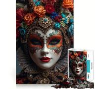Venetian Mask with Floral Headdress 1000 Piece Adult Puzzles Logic Puzzle Play Precision Cut Smooth Edges for Family Gatherings (50x75cm)