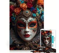 Venetian Mask with Floral Headdress 1000 Piece Jigsaws Creative Skill Toy Tight Lock No Loose Pieces Bonding Activity for Loved Ones (38x52cm)